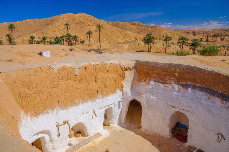 Traditional berber house near Matmata in Sahara Desert, Tunisia, Africa, HDR.